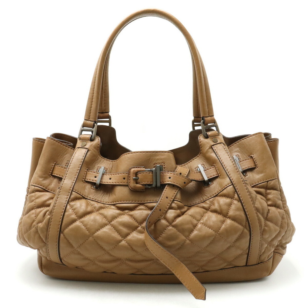 Burberry Quilted Tote Bag Leather Brown